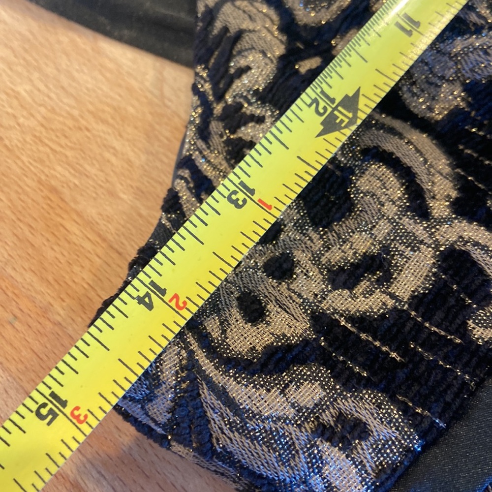 Shimmering gold & black empire waist jacquard dress w/ satin trim size 6 - Picture 10 of 16
